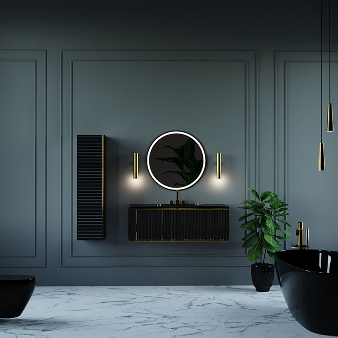 Canale Işıklı Ayna Siyah Set